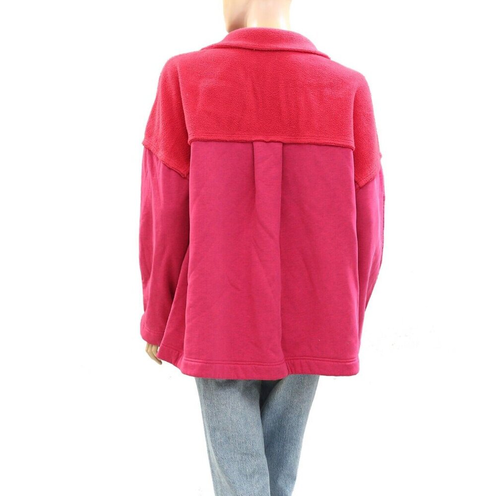 Free People Structured Polo Sweatshirt Top Slouchy Cotton Oversized M NEW 274545 - Picture 3 of 4